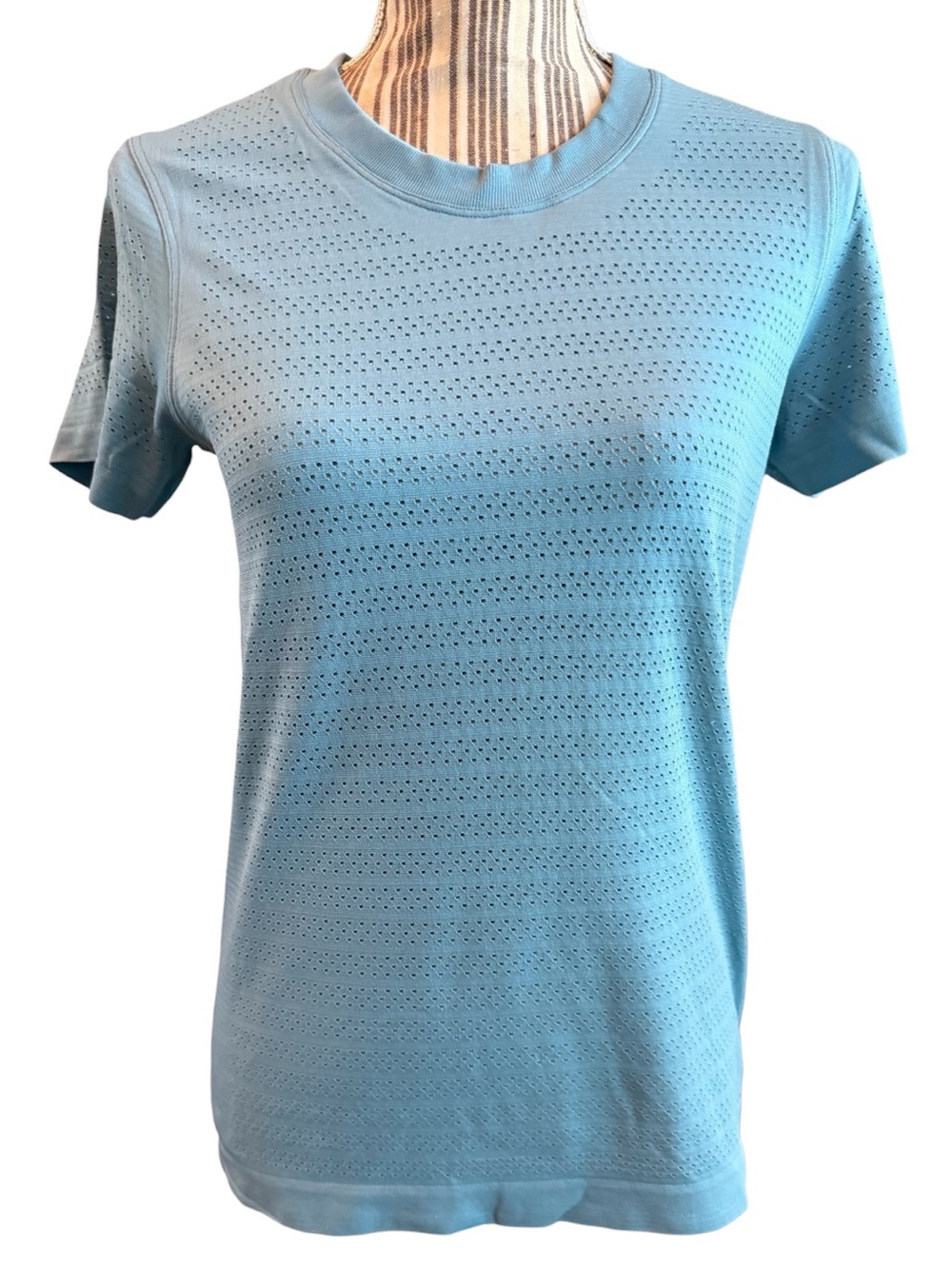 lululemon athletica Light Blue Short Sleeve Eyelet Tee